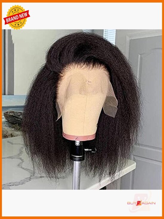 13x4 Lace Front Wig, 16 Inch, 180% Density Human Hair, Kinky Straight main image 4